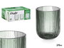 Vivalto Vaso Bajo Verde Musgo Rayas 270 ml, 7.2x9.3x7.2 cm (Set de 24)