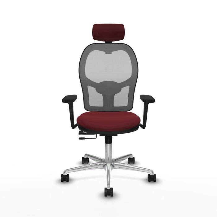 PIQUERAS Y CRESPO Silla de oficina Jorquera con mecanismo Sincro/Traslack, Granate y Gris