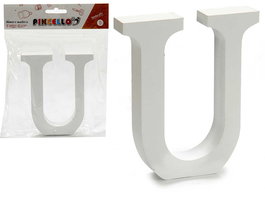 Pincello Letra U Madera Blanca 2 x 11 cm (Set de 24)