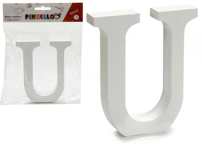Pincello Letra U Madera Blanca 2 x 11 cm (Set de 24) Pincello Letra U Madera Blanca 2 x 11 cm (Set de 24)