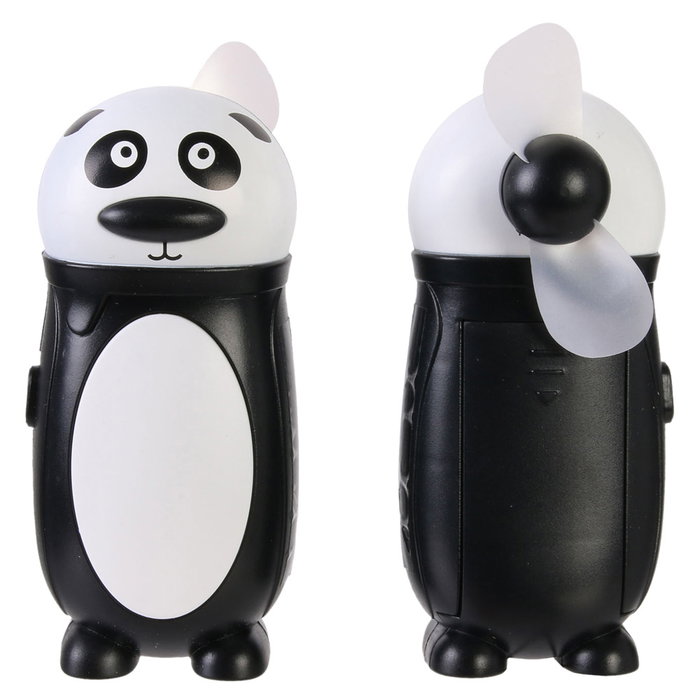 Jeux 2 momes Ventilador Infantil Animal Portátil (Vaca, Panda, Cerdo, Tigre, Pato, Mono) con Correa y Hélice Blanda - Funciona con Pilas AA