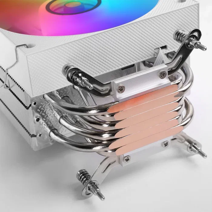 Mars Gaming MCPU-LCDW Ventilador CPU Blanco con Pantalla LCD, ARGB, 120 mm, 6 Heatpipes, TDP 300W, Compatible con Intel y AMD