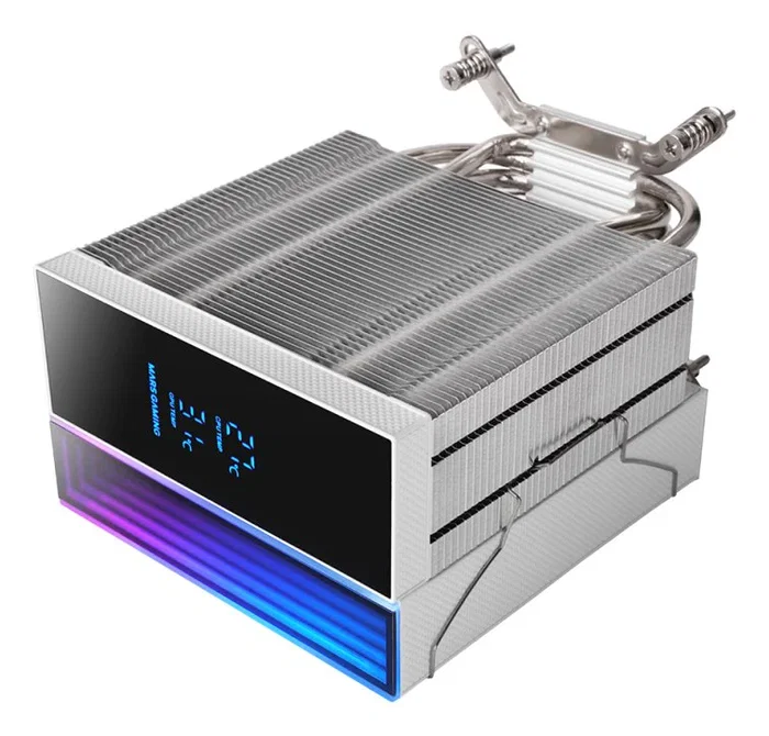 Mars Gaming MCPU-LCDW Ventilador CPU Blanco con Pantalla LCD, ARGB, 120 mm, 6 Heatpipes, TDP 300W, Compatible con Intel y AMD