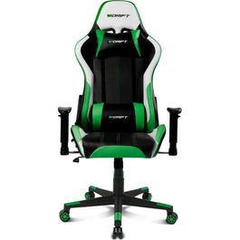 Drift Silla Gaming DR175 Universal, Asiento Acolchado, Reposabrazos Ajustables 2D, Respaldo Reclinable, Cojines Lumbar y Cervical, Negro/Verde/Blanco