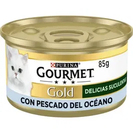Purina Gourmet Gold Delicias Suculentas - Alimento Húmedo para Gatos con Pescado del Océano en Lata de 85g - Pack de 24 Unidades