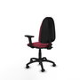 Silla de oficina Algarra con mecanismo Contacto permanente básico tapizada con Tela color Granate. Equipada con Base poliamida negra, Brazos 2D y Ruedas de parqué
