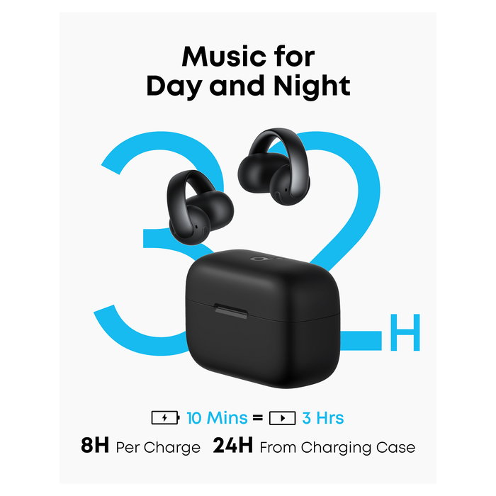 ANKER AeroClip Auriculares TWS Clip-On Abierto Negro