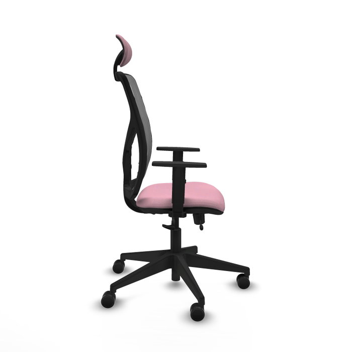 PIQUERAS Y CRESPO Silla de oficina Motilla Sincro/Traslack Rosa y Gris con Cabecero Fijo