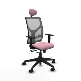 PIQUERAS Y CRESPO Silla de oficina Motilla Sincro/Traslack Rosa y Gris con Cabecero Fijo