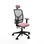 PIQUERAS Y CRESPO Silla de oficina Motilla Sincro/Traslack Rosa y Gris con Cabecero Fijo
