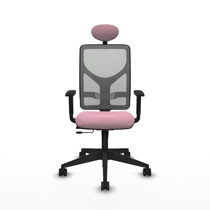 PIQUERAS Y CRESPO Silla de oficina Motilla Sincro/Traslack Rosa y Gris con Cabecero Fijo