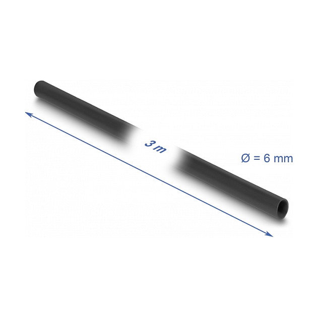 DeLOCK Manguito Aislante de PVC Negro, 6 mm x 3 m, para Temperaturas -40 a 105 °C