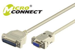 MicroConnect Cable Serial IBM029 Impresora DB9 a DB25 Hembra/Macho 3 Metros