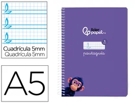 Liderpapel Cuaderno Espiral A5 Tapa Blanda 40 Hojas 75gr Cuadro Pautado 5mm Color Lila
