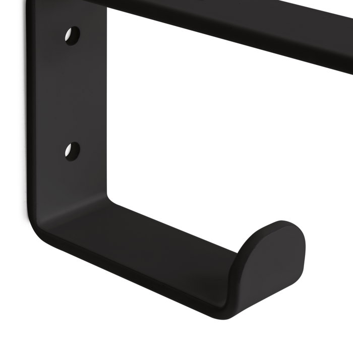 Emuca Juego de soportes para estante de madera Shelf con colgador integrado, Acero, Pintado negro