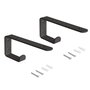 Emuca Juego de soportes para estante de madera Shelf con colgador integrado, Acero, Pintado negro