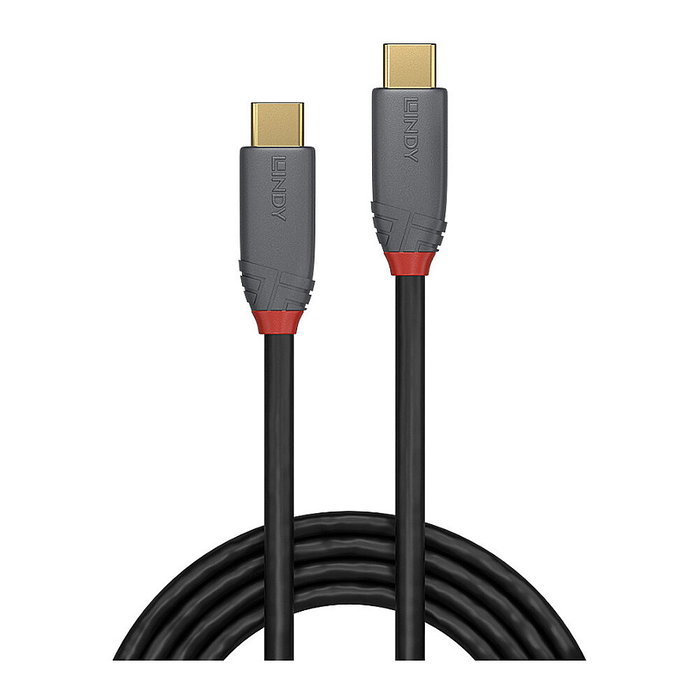 Lindy Cable USB 3.2 de 3 m USB-C a USB-C, 10 Gbps, 100W PD, Negro Anthra Line