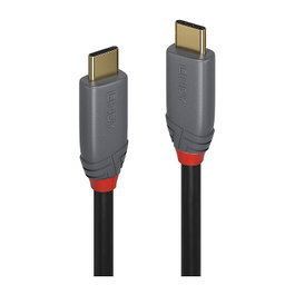 Lindy Cable USB 3.2 de 3 m USB-C a USB-C, 10 Gbps, 100W PD, Negro Anthra Line