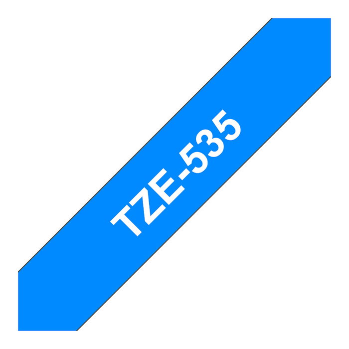Brother TZe-535 Cinta laminada de 12 mm, Blanco sobre azul
