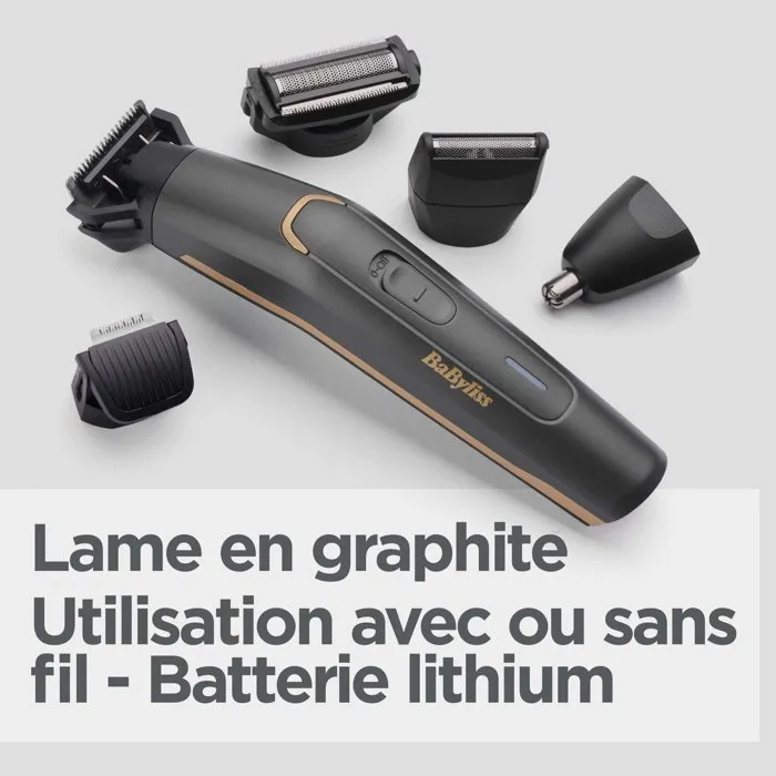 Babyliss Recortadora multifuncional 12 en 1 P1364E con cuchillas de grafito - Kit completo resistente al agua
