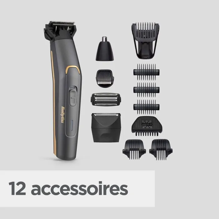 Babyliss Recortadora multifuncional 12 en 1 P1364E con cuchillas de grafito - Kit completo resistente al agua