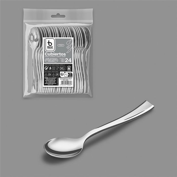 Best Products Cuchara Degustación Reutilizable Plástico Plata 10 cm 24 Unidades
