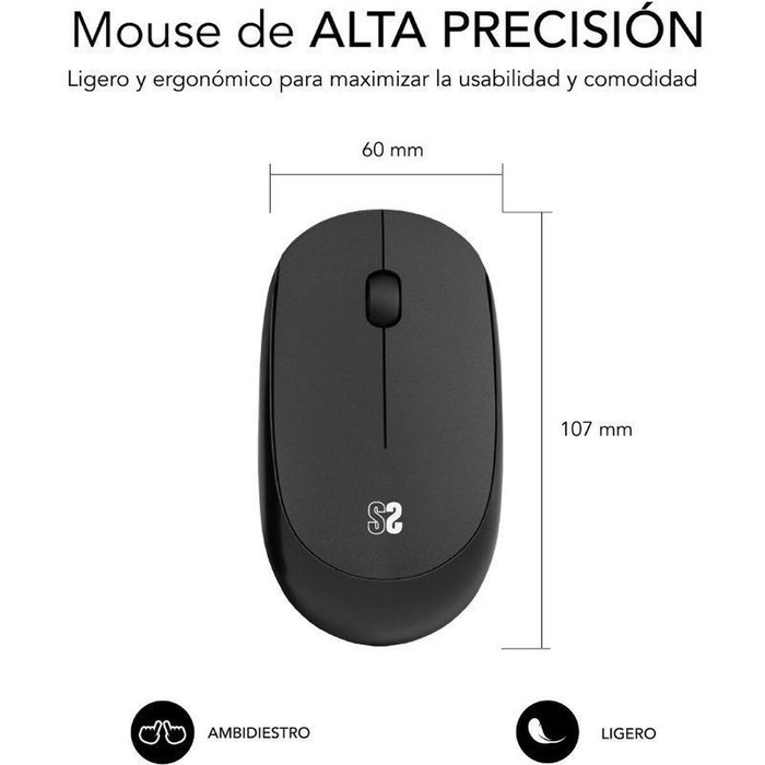 Subblim Harmony Pack Mousepad XL y Ratón Inalámbrico Negro