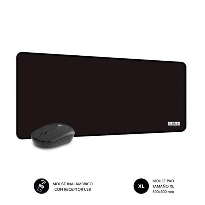 Subblim Harmony Pack Mousepad XL y Ratón Inalámbrico Negro