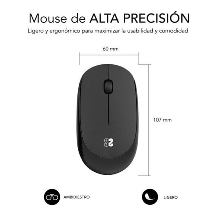 Subblim Harmony Pack Mousepad XL y Ratón Inalámbrico Negro