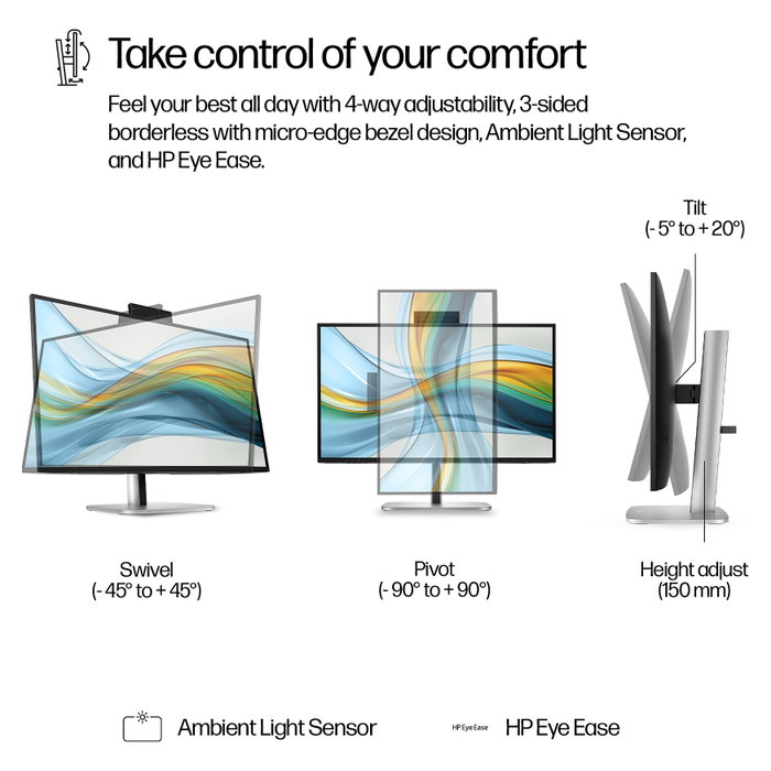 HP Series 5 Pro 527pm 27 pulg. QHD USB-C Monitor de Videoconferencia Jet Black
