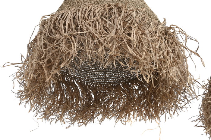 DKD Home Decor Set de 2 Pantallas de Lámpara de Hoja de Palma Hecho a Mano