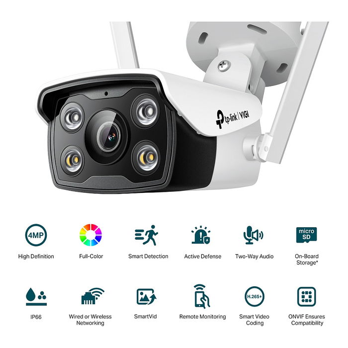 TP-Link VIGI C340-W(4mm) Cámara IP Exterior Color 4MP Inalámbrico y Alámbrico Blanco TP-Link VIGI C340-W(4mm) Cámara IP Exterior Color 4MP Inalámbrico y Alámbrico Blanco