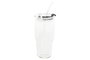 DKD Home Decor Vaso de Borosilicato y Silicona con Pajita, 550ml, Transparente