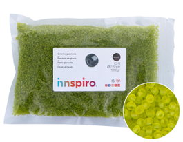 Innspiro Rocalla de Vidrio Redonda Glaseado Verde Claro 2,3mm 500g
