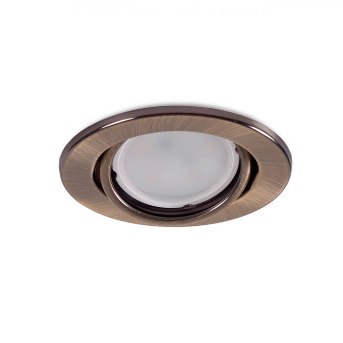 Vepa Aro Foco Downlight Circular Basculante Acero 90mm Latonado para Bombillas LED GU10 GU5.3