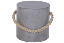 DKD Home Decor Mesita Auxiliar Hormigón y Cuerda Mate Gris
