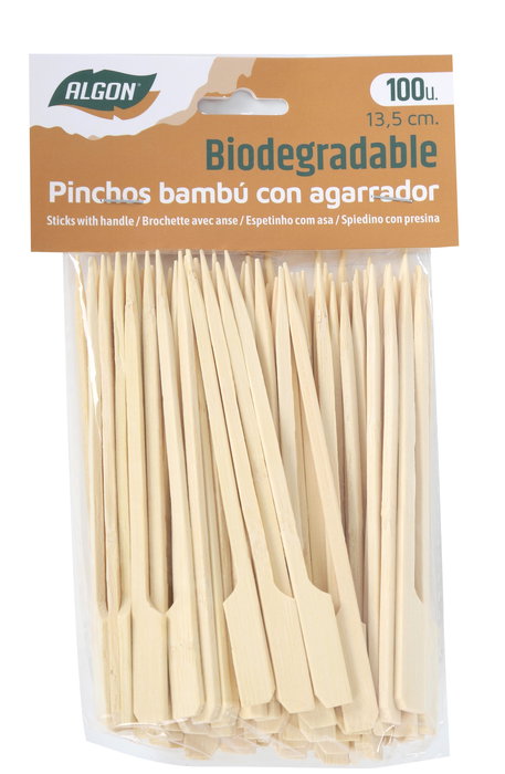 Algon Set 100 Pinchos de Bambú Agarrador 13.5 cm (18 Unidades)