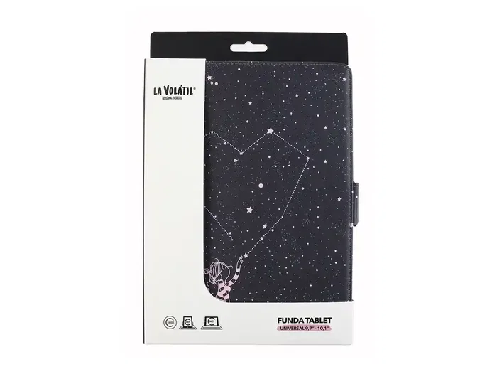Wondee Funda Tablet Universal para 10.2 y 10.4 Pulgadas La Volátil - Diseño Exclusivo Estrellas sobre Fondo Oscuro, Protección contra Golpes y Arañazos
