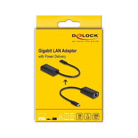 DeLOCK Adaptador USB Type-C a Gigabit LAN con Power Delivery 100W Negro DeLOCK Adaptador USB Type-C a Gigabit LAN con Power Delivery 100W Negro