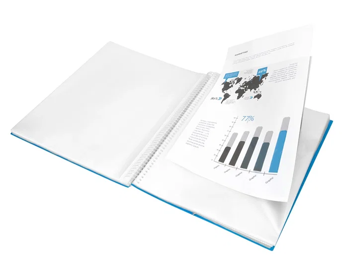 Liderpapel Carpeta Escaparate con Espiral, 60 Fundas, Polipropileno, DIN A4, Azul