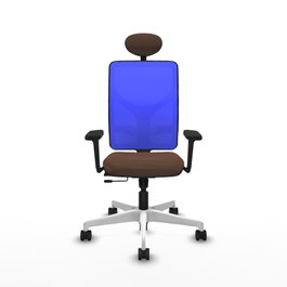 PIQUERAS Y CRESPO Silla de oficina Motilla con mecanismo Sincro/Traslack, Azul y Marrón oscuro