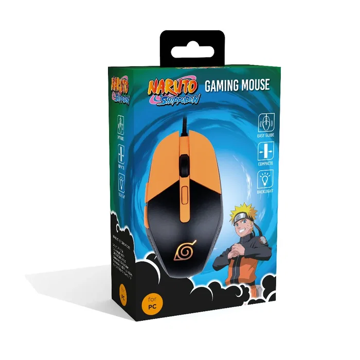 Konix Naruto KX Gaming Mouse Ambidiestro Óptico USB 3600 DPI Negro Naranja 7 Botones para Juegos