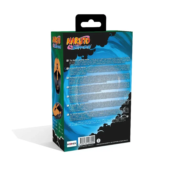 Konix Naruto KX Gaming Mouse Ambidiestro Óptico USB 3600 DPI Negro Naranja 7 Botones para Juegos