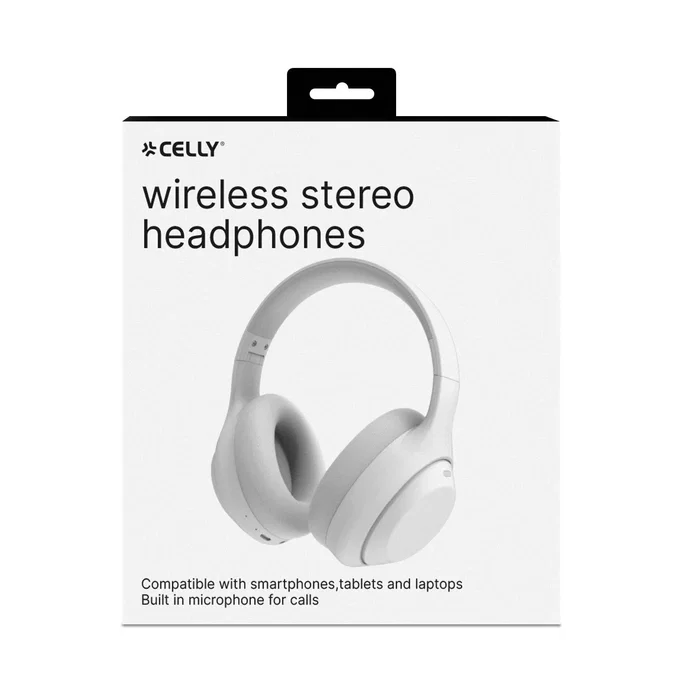 Celly Auriculares Diadema Inalámbricos WAVEBEATWH para Música y Llamadas, Bluetooth, USB Tipo C, Color Blanco