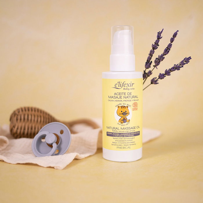 E'Lifexir ECO BABY CARE Aceite Seco Masaje Bebé 125 ml - Hidratante, Refuerza Barrera, Calma y Relaja Piel Sensible Atópica