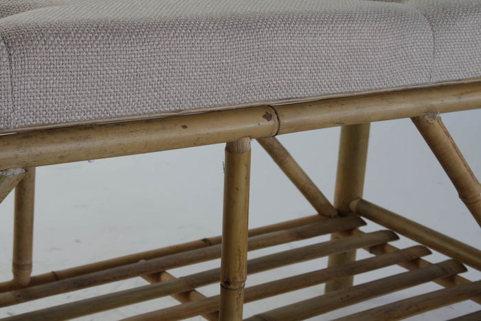 DKD Home Decor Descalzadora Tropical Marron Beige Bambu Algodon 44 x 54 x 100 cm