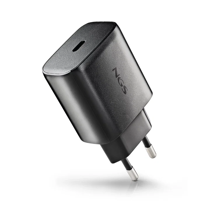 NGS Cargador de Pared GaN 45W USB-C Negro con Cable 1,5m