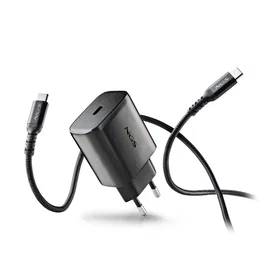 NGS Cargador de Pared GaN 45W USB-C Negro con Cable 1,5m
