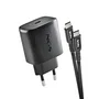 NGS Cargador de Pared GaN 45W USB-C Negro con Cable 1,5m