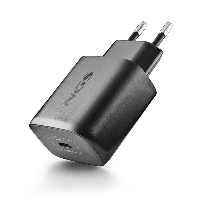 NGS Cargador de Pared GaN 45W USB-C Negro con Cable 1,5m